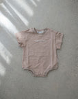 Club Short Sleeve Romper | Latte