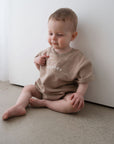 Club Short Sleeve Romper | Latte