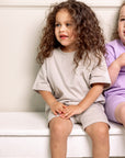 Tee and Bike Shorts Set | Stone