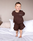 Crew Sweater and Shorts Set | Chocolate