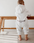 Fleece Full Length Romper | Grey/Chocolate