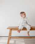 Fleece Full Length Romper | Grey/Chocolate