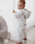 Fleece Full Length Romper | Grey/Chocolate