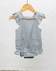 Frilled Cotton Romper | Sea Mist