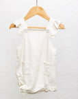 Frilled Cotton Romper | Milk