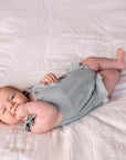 Frilled Cotton Romper | Sea Mist