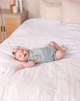 Frilled Cotton Romper | Sea Mist