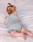 Frilled Cotton Romper | Sea Mist