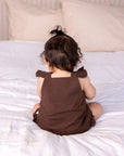Frilled Cotton Romper | Chocolate
