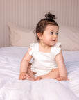 Frilled Cotton Romper | Milk