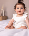 Frilled Cotton Romper | Milk