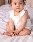 Frilled Cotton Romper | Milk