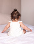 Frilled Cotton Romper | Milk